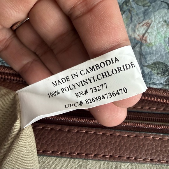 Rosetti Vintage Style Floral Crossbody Bag with Brown Trim & Multi-Pockets - Picture 8 of 11